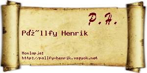 Pállfy Henrik névjegykártya